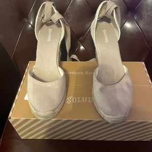Sand tone wedge sandals